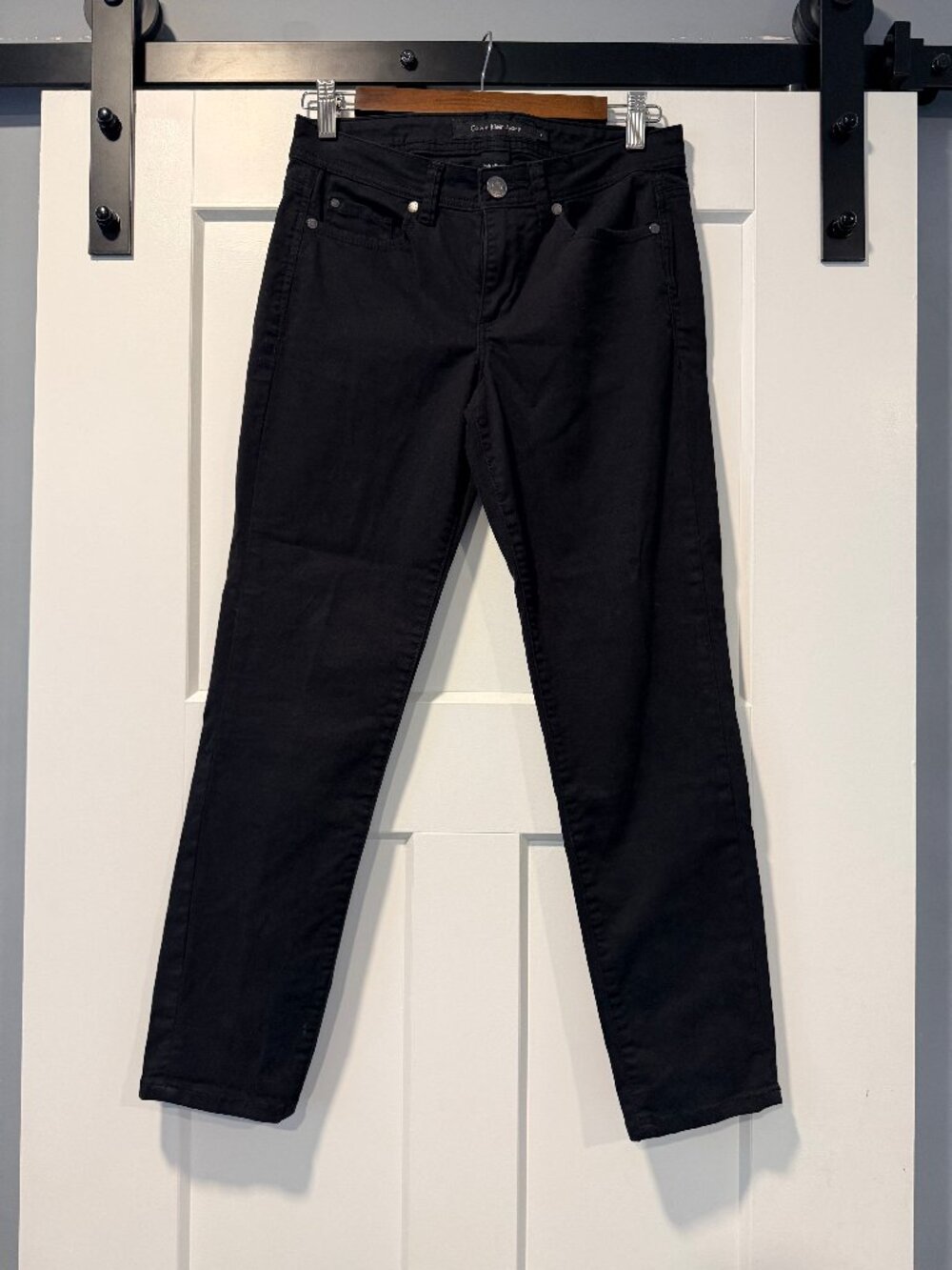 Calvin Klein Black Stretch Cotton Stretch Skinny Crop Pants